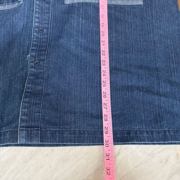 Raw Blue vintage denim short-sleeve button-up shirt with patches Y2K Size 2XL - Picture 9 of 10